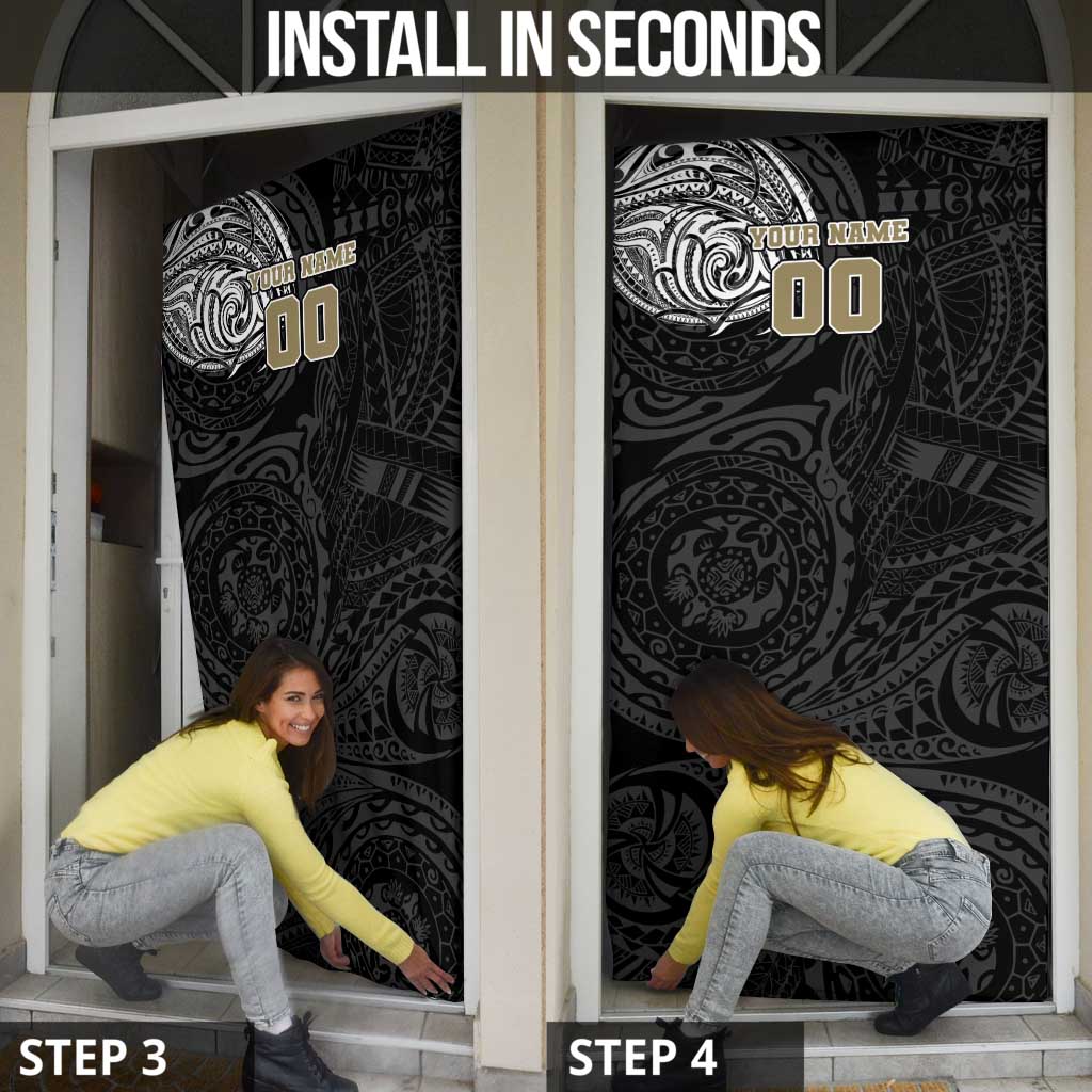 Personalized Collingwood Magpies Polynesian Door Cover Tribal Chest and Sleeve Tattoo Heritage Warrior