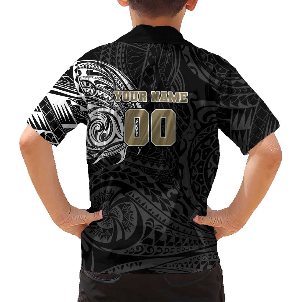 Personalized Collingwood Magpies Polynesian Family Matching Long Sleeve Bodycon Dress and Hawaiian Shirt Tribal Chest and Sleeve Tattoo Heritage Warrior