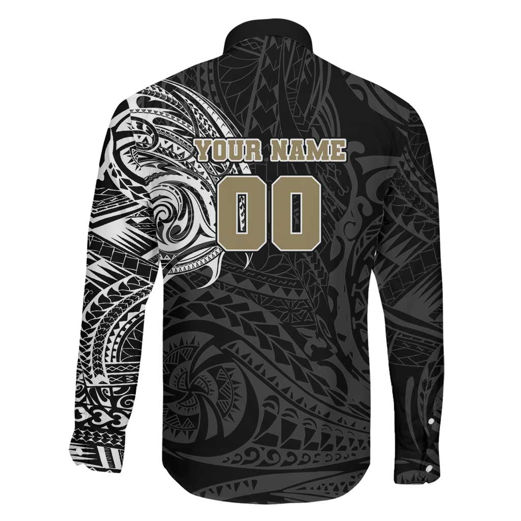 Personalized Collingwood Magpies Polynesian Family Matching Off Shoulder Short Dress and Hawaiian Shirt Tribal Chest and Sleeve Tattoo Heritage Warrior