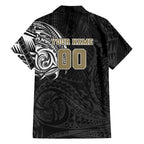 Personalized Collingwood Magpies Polynesian Family Matching Puletasi and Hawaiian Shirt Tribal Chest and Sleeve Tattoo Heritage Warrior