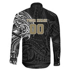 Personalized Collingwood Magpies Polynesian Family Matching Summer Maxi Dress and Hawaiian Shirt Tribal Chest and Sleeve Tattoo Heritage Warrior