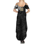 Personalized Collingwood Magpies Polynesian Family Matching Summer Maxi Dress and Hawaiian Shirt Tribal Chest and Sleeve Tattoo Heritage Warrior
