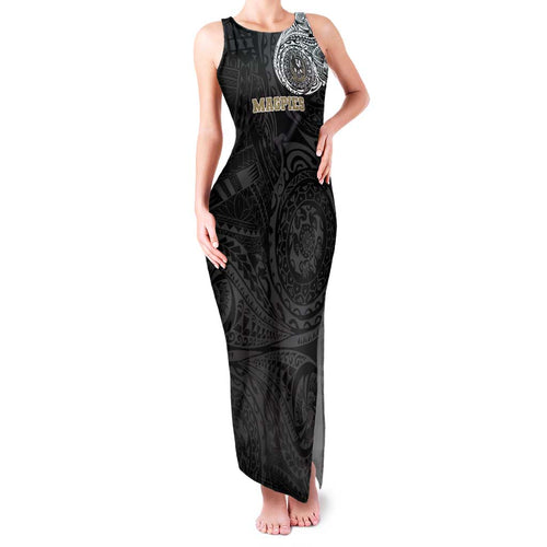 Personalized Collingwood Magpies Polynesian Family Matching Tank Maxi Dress and Hawaiian Shirt Tribal Chest and Sleeve Tattoo Heritage Warrior
