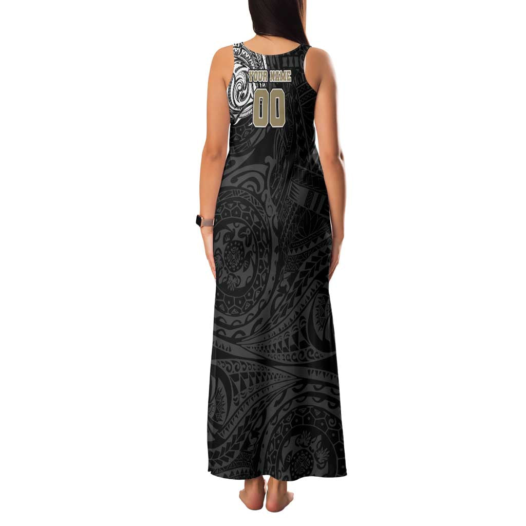 Personalized Collingwood Magpies Polynesian Family Matching Tank Maxi Dress and Hawaiian Shirt Tribal Chest and Sleeve Tattoo Heritage Warrior