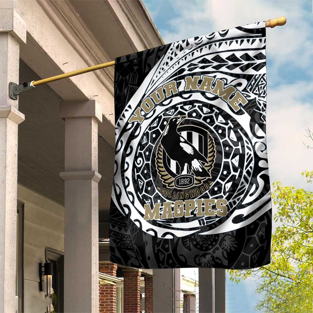 Personalized Collingwood Magpies Polynesian Garden Flag Tribal Chest and Sleeve Tattoo Heritage Warrior