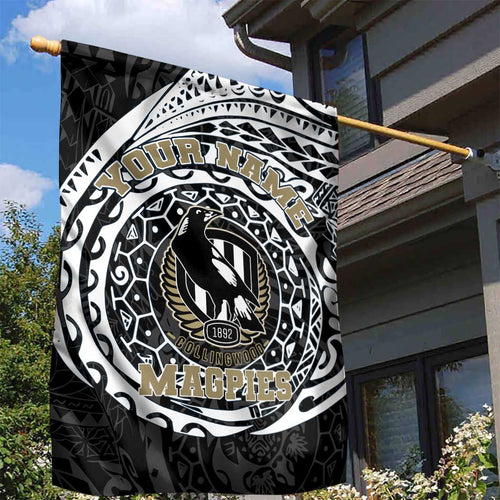 Personalized Collingwood Magpies Polynesian Garden Flag Tribal Chest and Sleeve Tattoo Heritage Warrior