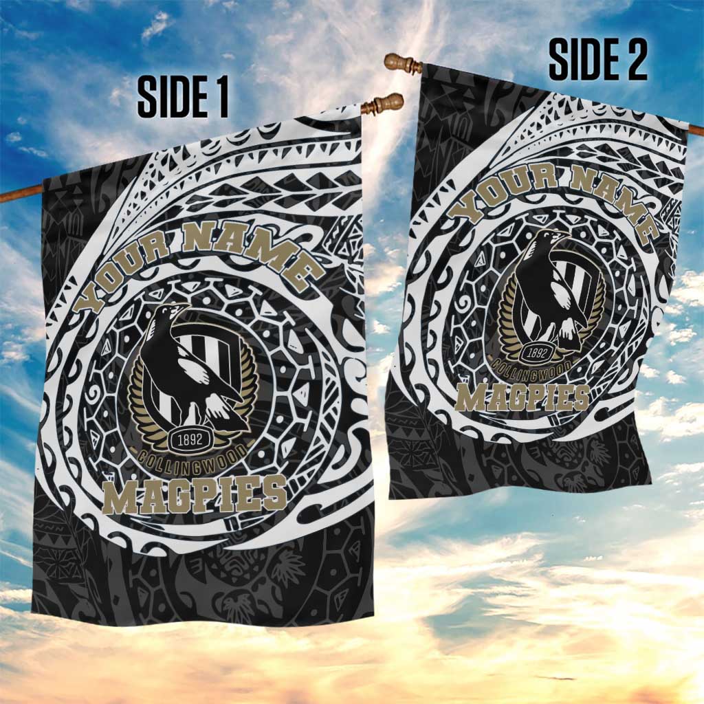 Personalized Collingwood Magpies Polynesian Garden Flag Tribal Chest and Sleeve Tattoo Heritage Warrior