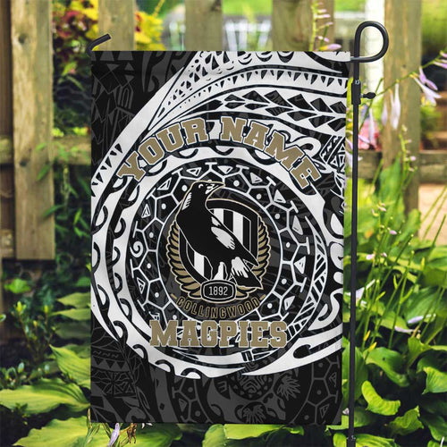 Personalized Collingwood Magpies Polynesian Garden Flag Tribal Chest and Sleeve Tattoo Heritage Warrior