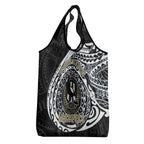 Personalized Collingwood Magpies Polynesian Grocery Bag Tribal Chest and Sleeve Tattoo Heritage Warrior
