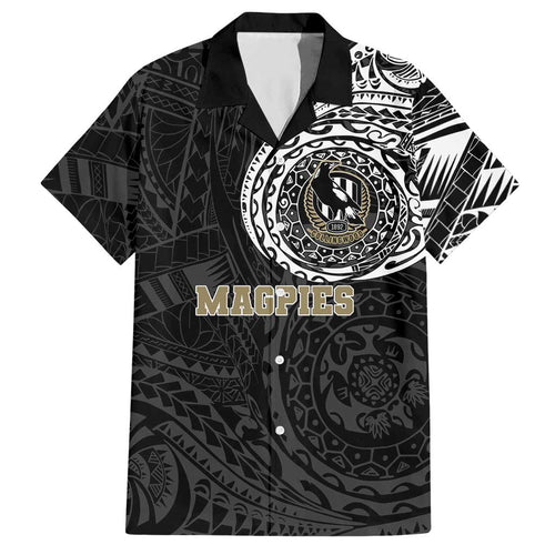 Personalized Collingwood Magpies Polynesian Hawaiian Shirt Tribal Chest and Sleeve Tattoo Heritage Warrior