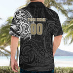 Personalized Collingwood Magpies Polynesian Hawaiian Shirt Tribal Chest and Sleeve Tattoo Heritage Warrior