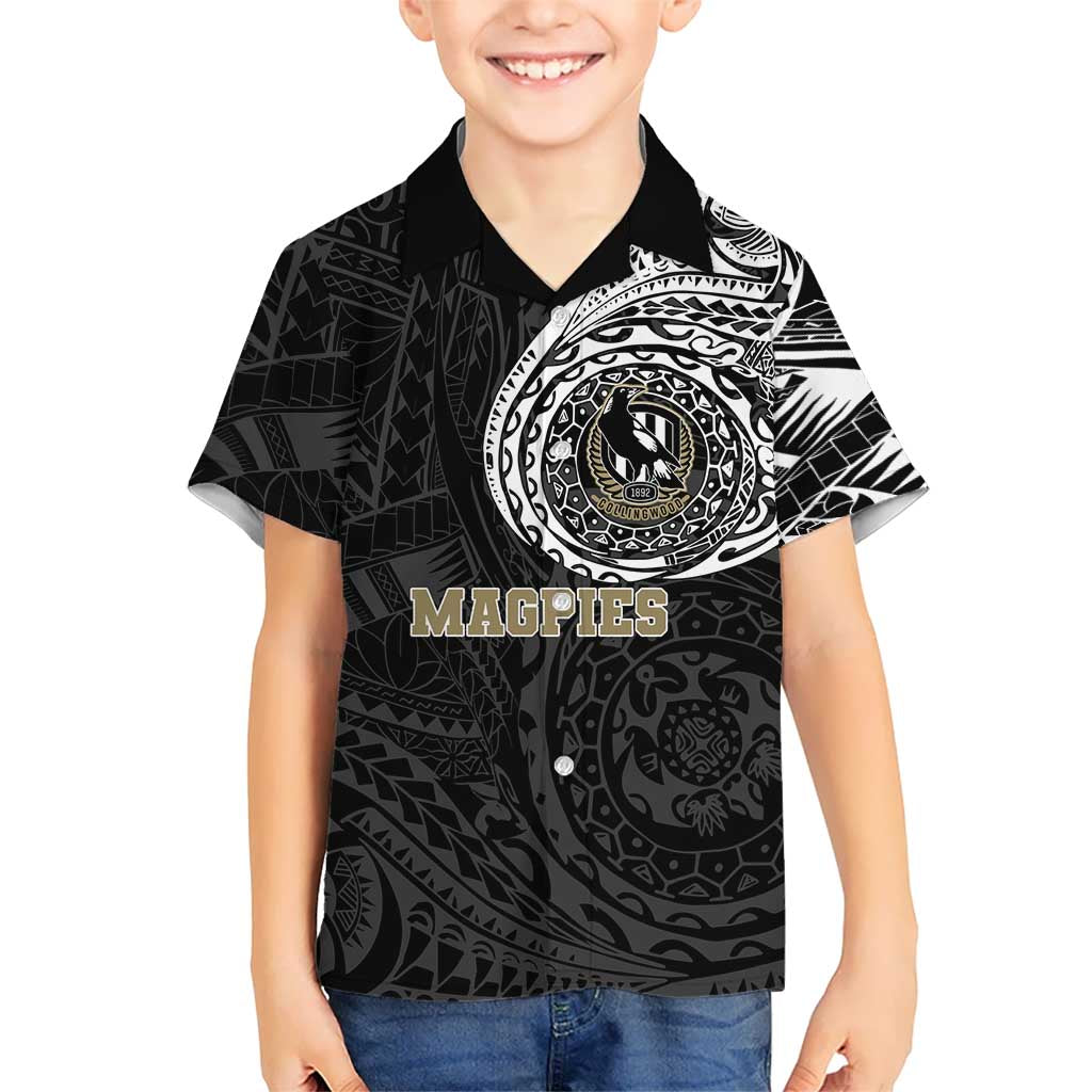 Personalized Collingwood Magpies Polynesian Hawaiian Shirt Tribal Chest and Sleeve Tattoo Heritage Warrior