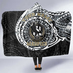 Personalized Collingwood Magpies Polynesian Hooded Blanket Tribal Chest and Sleeve Tattoo Heritage Warrior