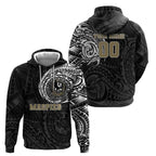 Personalized Collingwood Magpies Polynesian Hoodie Tribal Chest and Sleeve Tattoo Heritage Warrior