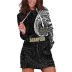 Personalized Collingwood Magpies Polynesian Hoodie Dress Tribal Chest and Sleeve Tattoo Heritage Warrior