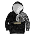 Personalized Collingwood Magpies Polynesian Kid Hoodie Tribal Chest and Sleeve Tattoo Heritage Warrior