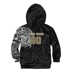 Personalized Collingwood Magpies Polynesian Kid Hoodie Tribal Chest and Sleeve Tattoo Heritage Warrior
