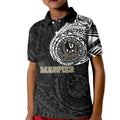 Personalized Collingwood Magpies Polynesian Kid Polo Shirt Tribal Chest and Sleeve Tattoo Heritage Warrior