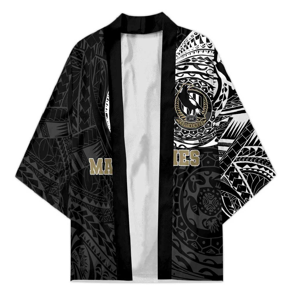 Personalized Collingwood Magpies Polynesian Kimono Tribal Chest and Sleeve Tattoo Heritage Warrior