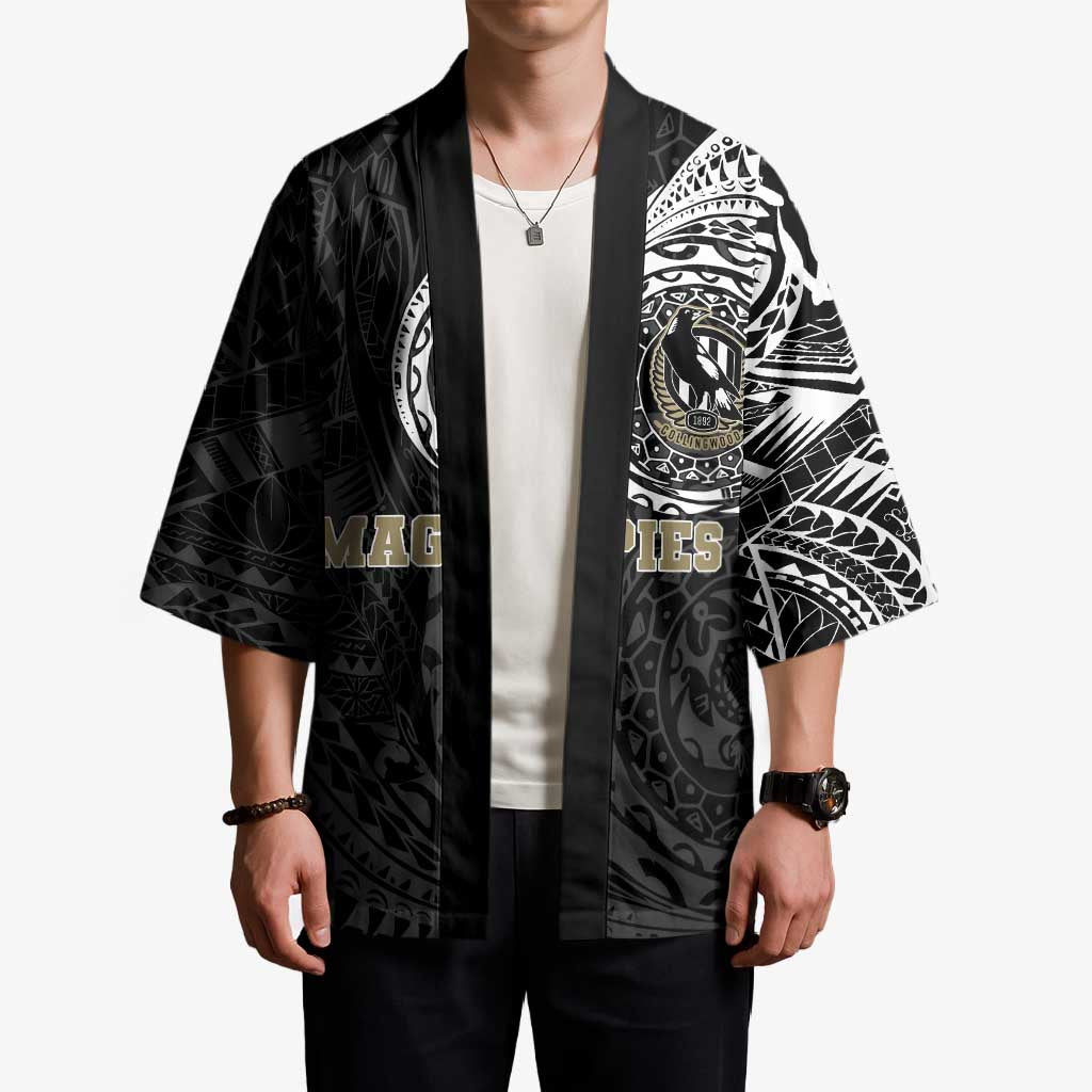 Personalized Collingwood Magpies Polynesian Kimono Tribal Chest and Sleeve Tattoo Heritage Warrior