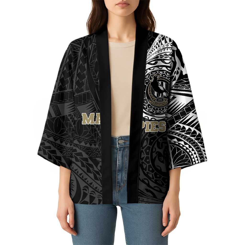 Personalized Collingwood Magpies Polynesian Kimono Tribal Chest and Sleeve Tattoo Heritage Warrior