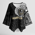 Personalized Collingwood Magpies Polynesian Kimono Sleeve Blouse Tribal Chest and Sleeve Tattoo Heritage Warrior