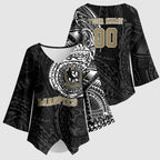 Personalized Collingwood Magpies Polynesian Kimono Sleeve Blouse Tribal Chest and Sleeve Tattoo Heritage Warrior