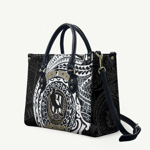 Personalized Collingwood Magpies Polynesian Leather Bag Tribal Chest and Sleeve Tattoo Heritage Warrior