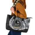 Personalized Collingwood Magpies Polynesian Leather Tote Bag Tribal Chest and Sleeve Tattoo Heritage Warrior