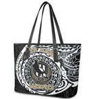 Personalized Collingwood Magpies Polynesian Leather Tote Bag Tribal Chest and Sleeve Tattoo Heritage Warrior