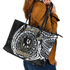 Personalized Collingwood Magpies Polynesian Leather Tote Bag Tribal Chest and Sleeve Tattoo Heritage Warrior