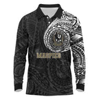 Personalized Collingwood Magpies Polynesian Long Sleeve Polo Shirt Tribal Chest and Sleeve Tattoo Heritage Warrior