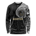 Personalized Collingwood Magpies Polynesian Long Sleeve Shirt Tribal Chest and Sleeve Tattoo Heritage Warrior