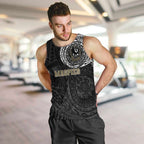 Personalized Collingwood Magpies Polynesian Men Tank Top Tribal Chest and Sleeve Tattoo Heritage Warrior