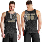 Personalized Collingwood Magpies Polynesian Men Tank Top Tribal Chest and Sleeve Tattoo Heritage Warrior