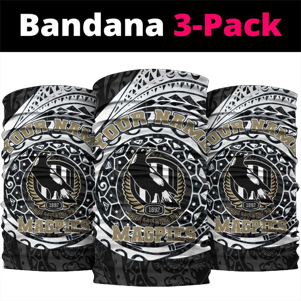 Personalized Collingwood Magpies Polynesian Neck Gaiter Tribal Chest and Sleeve Tattoo Heritage Warrior