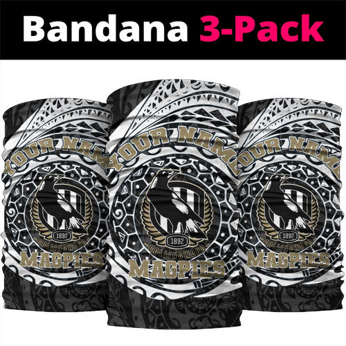 Personalized Collingwood Magpies Polynesian Neck Gaiter Tribal Chest and Sleeve Tattoo Heritage Warrior