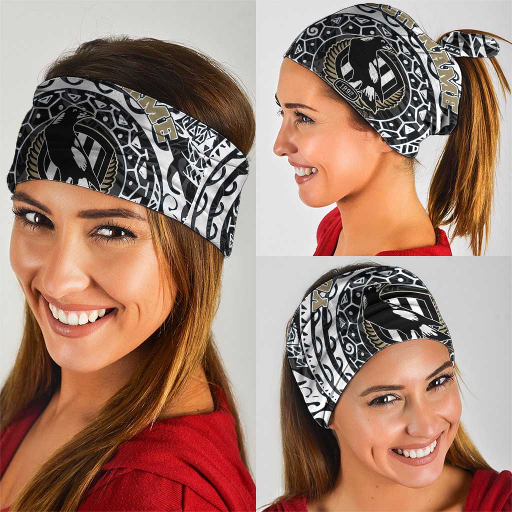 Personalized Collingwood Magpies Polynesian Neck Gaiter Tribal Chest and Sleeve Tattoo Heritage Warrior