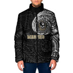 Personalized Collingwood Magpies Polynesian Padded Jacket Tribal Chest and Sleeve Tattoo Heritage Warrior