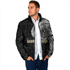 Personalized Collingwood Magpies Polynesian Padded Jacket Tribal Chest and Sleeve Tattoo Heritage Warrior