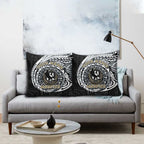 Personalized Collingwood Magpies Polynesian Pillow Cover Tribal Chest and Sleeve Tattoo Heritage Warrior