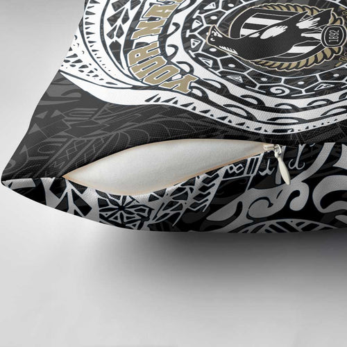 Personalized Collingwood Magpies Polynesian Pillow Cover Tribal Chest and Sleeve Tattoo Heritage Warrior