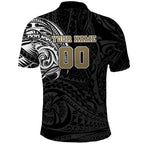 Personalized Collingwood Magpies Polynesian Polo Shirt Tribal Chest and Sleeve Tattoo Heritage Warrior