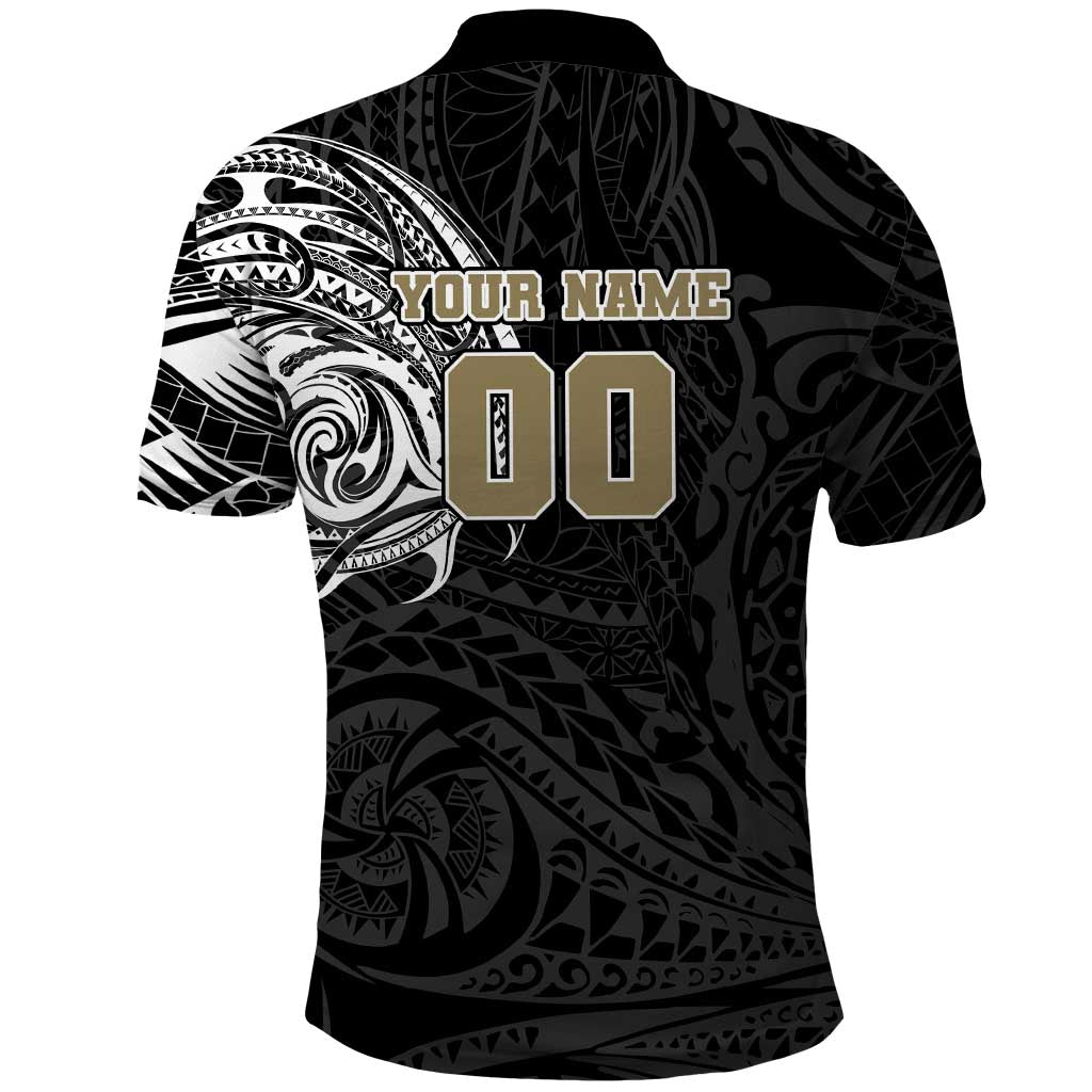 Personalized Collingwood Magpies Polynesian Polo Shirt Tribal Chest and Sleeve Tattoo Heritage Warrior