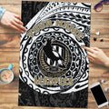 Personalized Collingwood Magpies Polynesian Puzzle Tribal Chest and Sleeve Tattoo Heritage Warrior