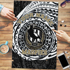 Personalized Collingwood Magpies Polynesian Puzzle Tribal Chest and Sleeve Tattoo Heritage Warrior