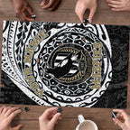 Personalized Collingwood Magpies Polynesian Puzzle Tribal Chest and Sleeve Tattoo Heritage Warrior