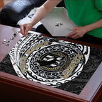 Personalized Collingwood Magpies Polynesian Puzzle Tribal Chest and Sleeve Tattoo Heritage Warrior