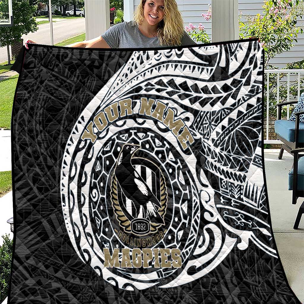 Personalized Collingwood Magpies Polynesian Quilt Tribal Chest and Sleeve Tattoo Heritage Warrior