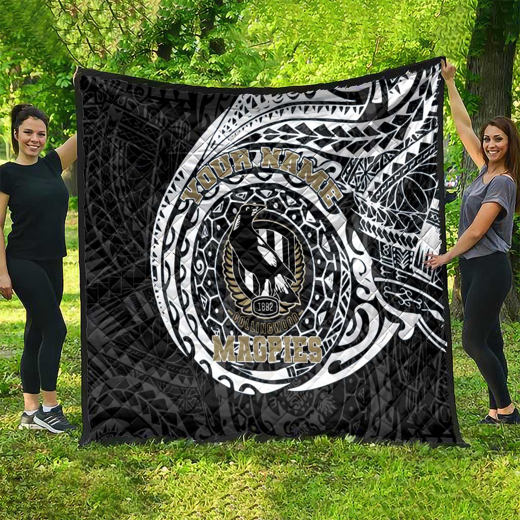 Personalized Collingwood Magpies Polynesian Quilt Tribal Chest and Sleeve Tattoo Heritage Warrior